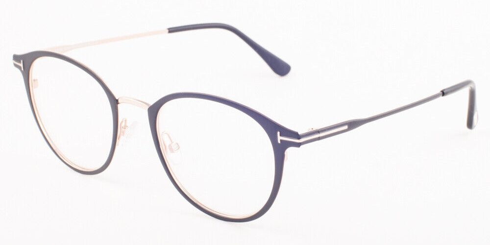 Tom Ford 5528 002 Matte Black / Blue Block Eyeglasses TF5528-B 002 49mm