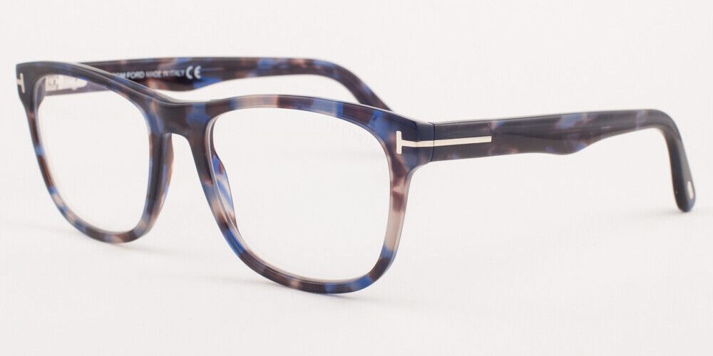 Tom Ford 5662 055 Shiny Blue Havana / Blue Block Eyeglasses TF5662 055 54mm