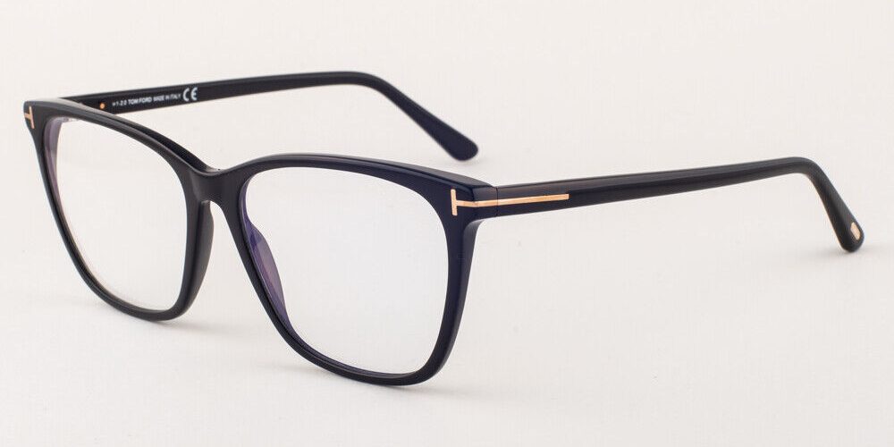 Tom Ford 5762 001 Shiny Black / Blue Block Eyeglasses TF5762-B 001 55mm