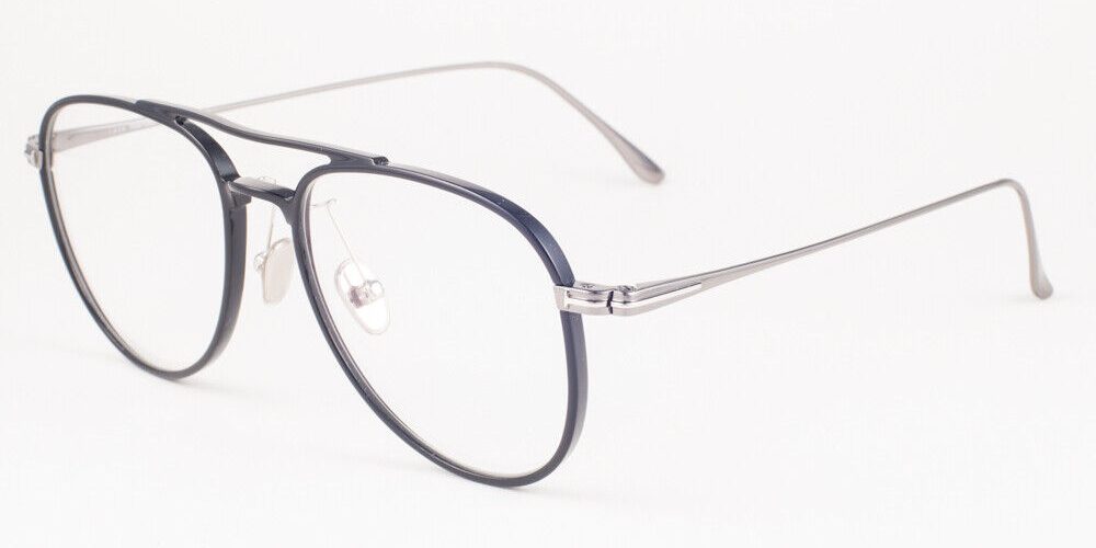 Tom Ford 5666 001 Shiny Black / Blue Block Eyeglasses TF5666-B 001 52mm