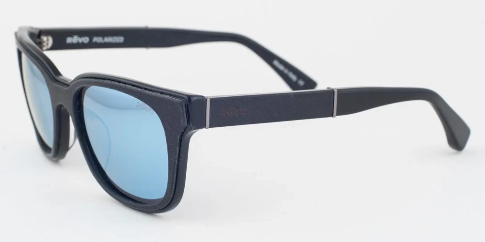 REVO DRAKE Glossy Black / Blue Mirrored Polarized Sunglasses 1007 01 GBL 53mm