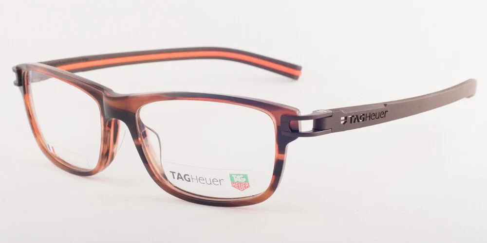 Tag Heuer 7605 002 TRACK Brown Orange Eyeglasses TH7605-002 56mm