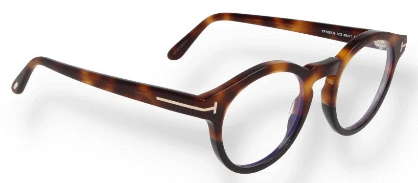 Tom Ford 5887 B 005 Havana Shiny Black Eyeglasses TF5887-B 005 49mm