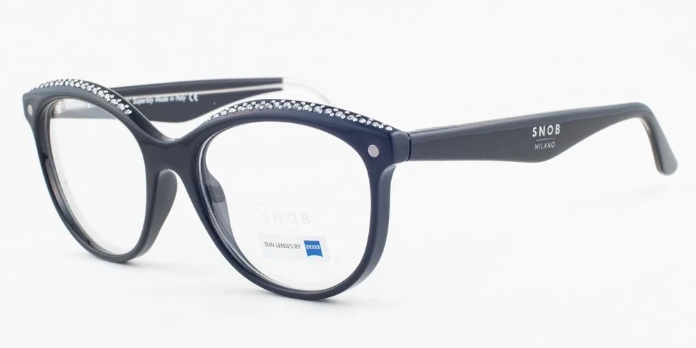 SNOB SCIURA Shiny Black with Brown Gradient Clip Eyeglasses SNV86 C001 54mm