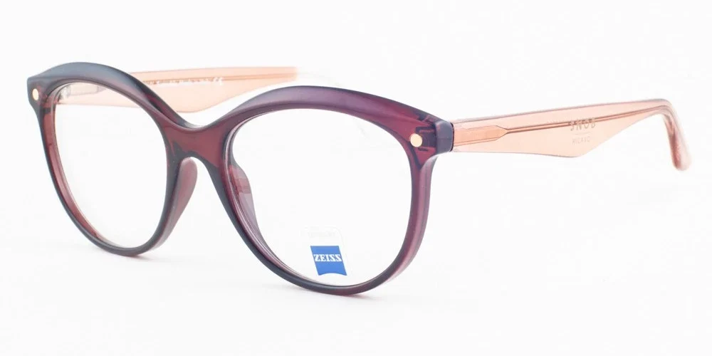 SNOB SCIURA Burgundy with Brown Gradient Clip Eyeglasses SNV85 C003 54mm