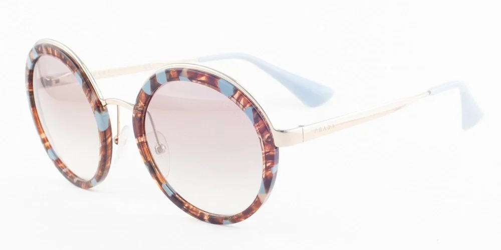 Prada PR 50TS KJO400 Striped Brown Azure / Brown Gradient Mirror Sunglasses 54mm