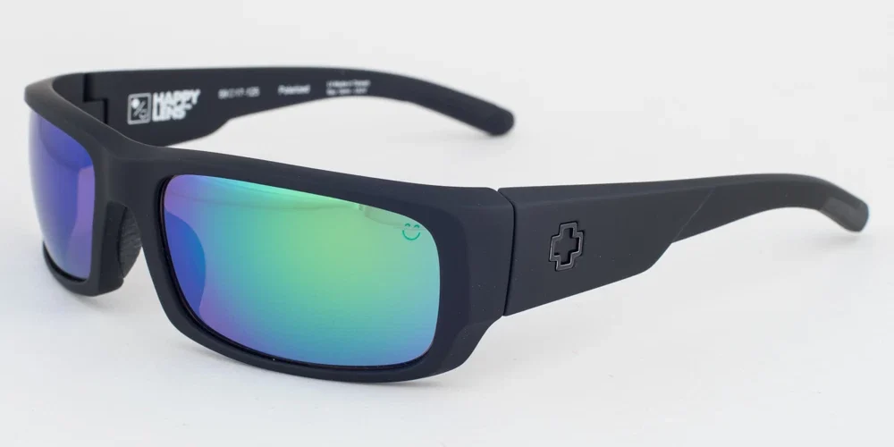 SPY CALIBER Matte Black / Happy Green Mirrored Polarized Sunglasses 673374973861