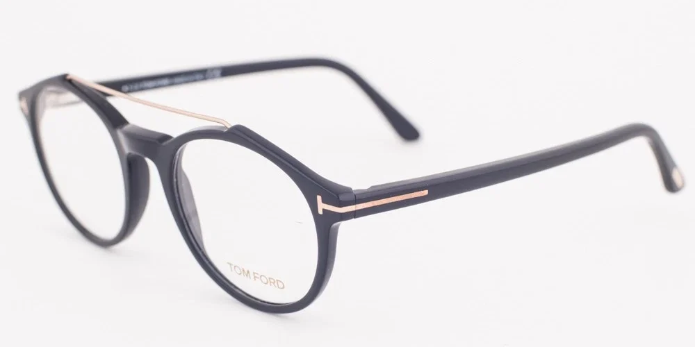 Tom Ford 5455 001 Shiny Black Oval Eyeglasses TF5455 001 48mm