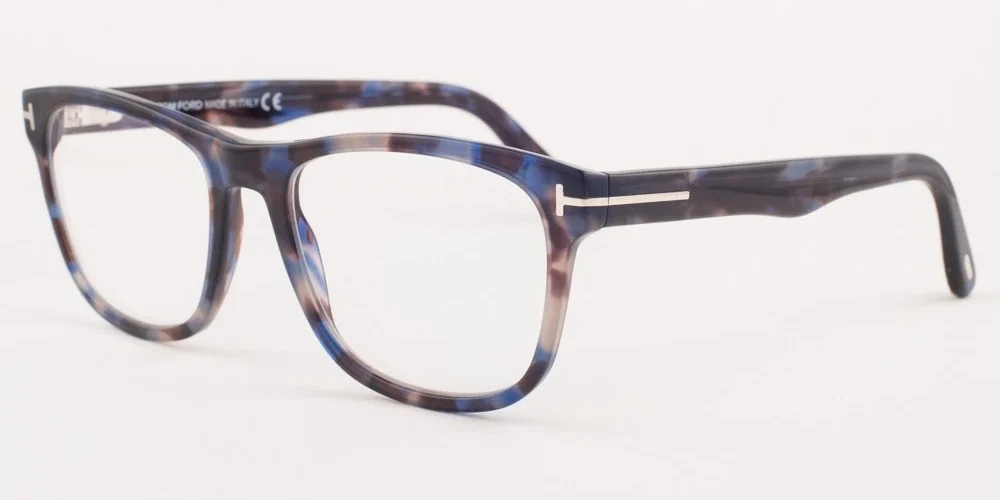 Tom Ford 5662 055 Shiny Blue Havana / Blue Block Eyeglasses TF5662 055 56mm