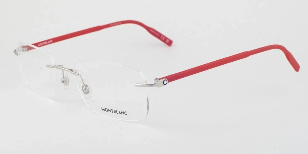 MontBlanc 221 010 Silver Red Eyeglasses MB0221 010 59mm