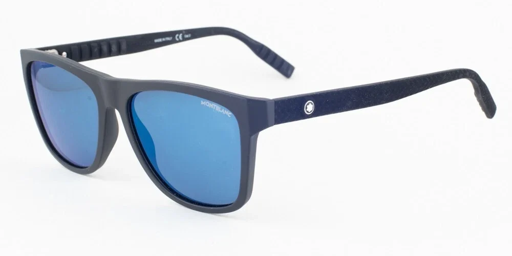 MontBlanc 62S 002 Black / Blue Mirrored Sunglasses MB62S 002 56mm