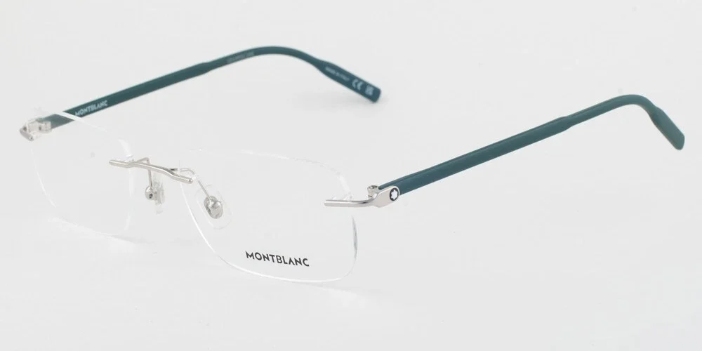 MONTBLANC MB0221 004 Silver Green Eyeglasses MB 221 004 57mm