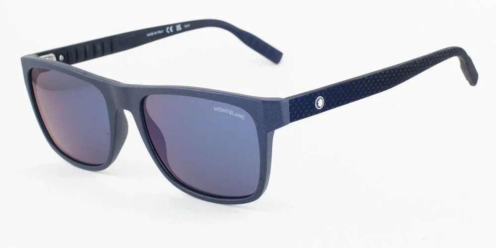 MontBlanc 209S 002 Matte Black / Blue Mirrored Sunglasses MB0209S 002 56mm