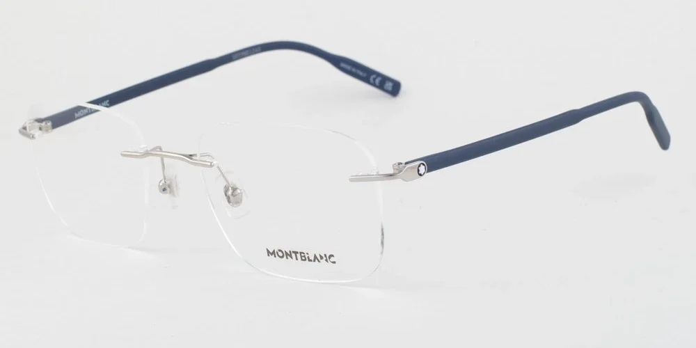 MontBlanc 220 004 Silver Blue Eyeglasses MB0220 004 55mm