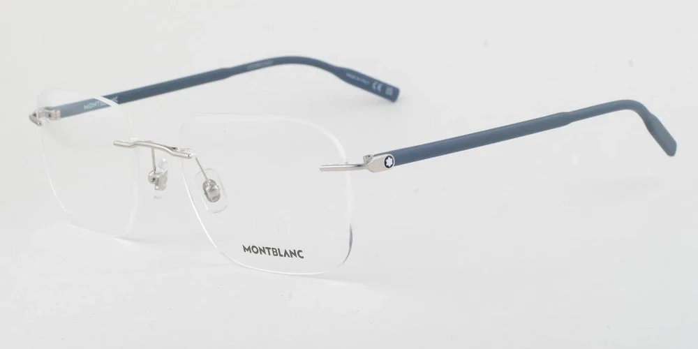 MontBlanc 222 010 Silver Grey Transparent Eyeglasses MB0222 010 58mm