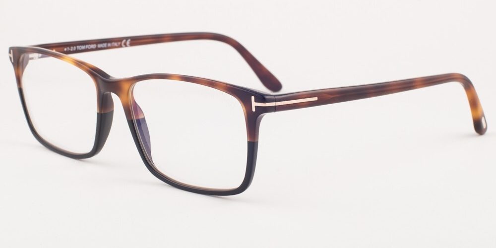 Tom Ford 5584-B 053 Tortoise / Blue Block Eyeglasses TF5584 053 56mm