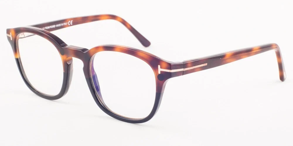 Tom Ford 5532 56V Havana Gold / Blue Block Eyeglasses TF5532-B 56V 49mm